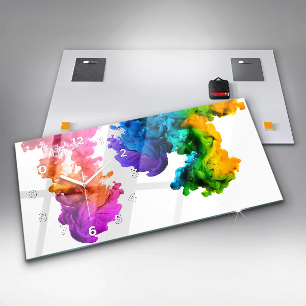 Ceas orizontale de perete din sticlă Un curcubeu de culori