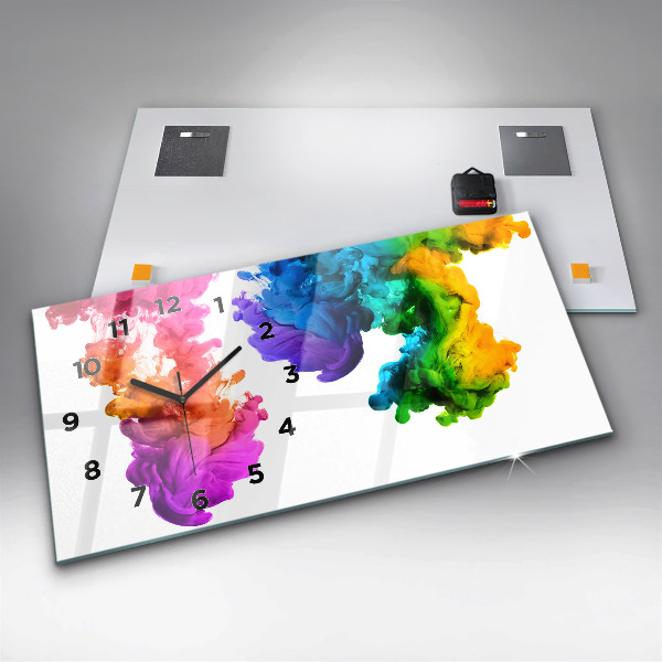 Ceas orizontale de perete din sticlă Un curcubeu de culori
