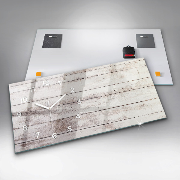 Ceas orizontale de perete din sticlă Scânduri din lemn strălucitor