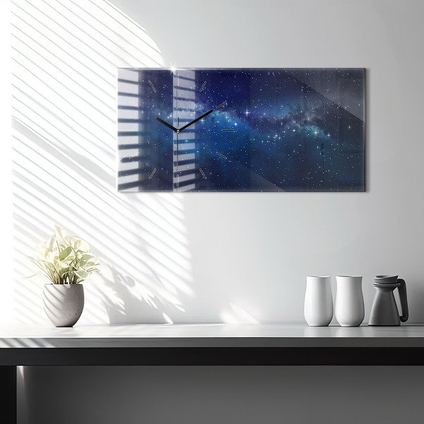 Ceas orizontale de perete din sticlă Stele întunecate ale cerului