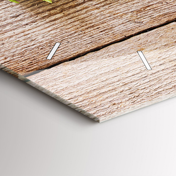 Ceas orizontale de perete din sticlă Flori pe lemn