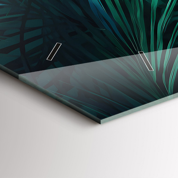 Ceas orizontale de perete din sticlă Frunze tropicale
