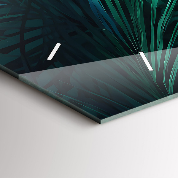 Ceas orizontale de perete din sticlă Frunze tropicale