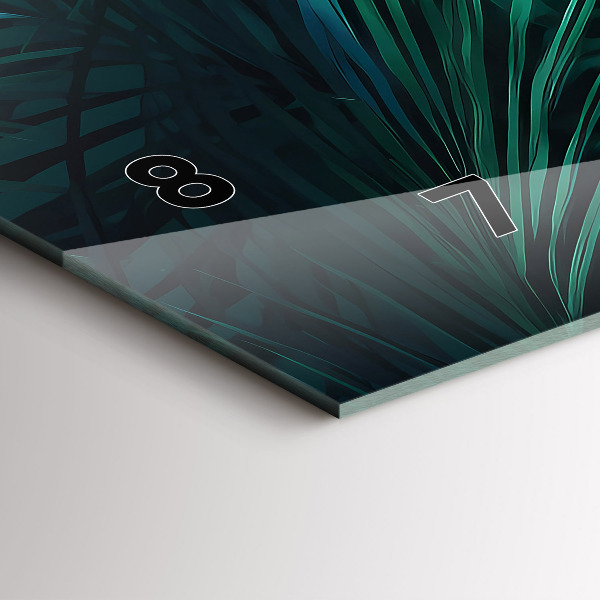 Ceas orizontale de perete din sticlă Frunze tropicale