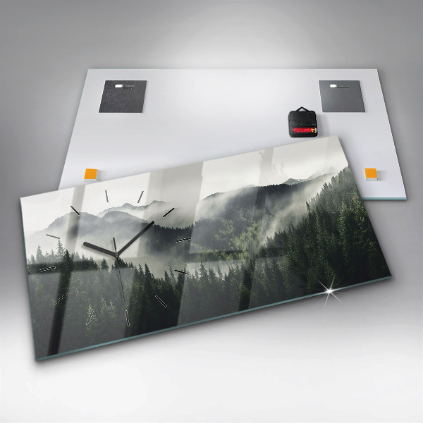 Ceas orizontale de perete din sticlă Peisaj forestier