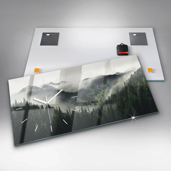 Ceas orizontale de perete din sticlă Peisaj forestier