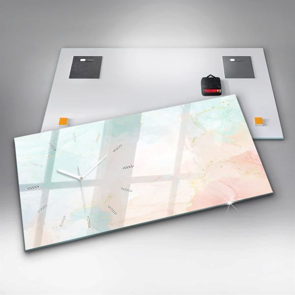 Ceas orizontale de perete din sticlă Marmură acuarelă