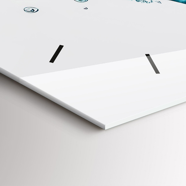 Ceas orizontale de perete din sticlă Harta lumii apei