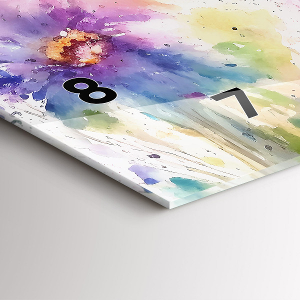 Ceas orizontale de perete din sticlă Flori pictate