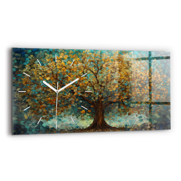 Ceas orizontale de perete din sticlă Arborele de mozaic