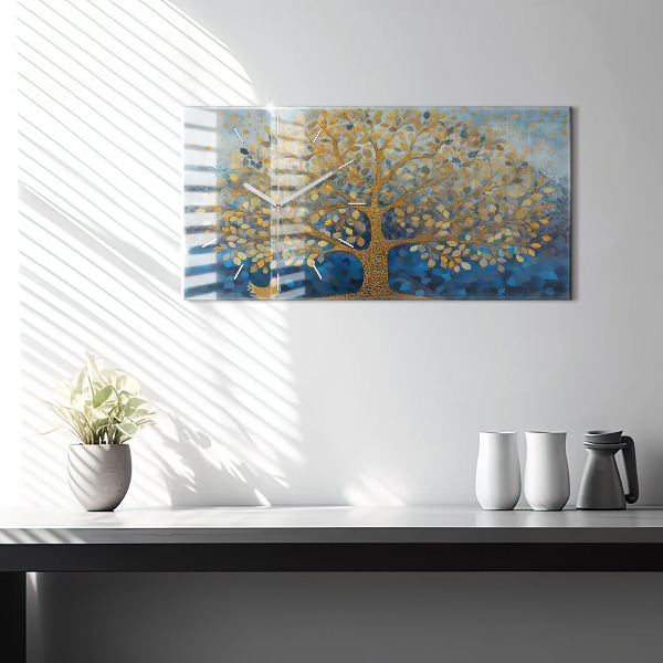 Ceas orizontale de perete din sticlă Copac abstract