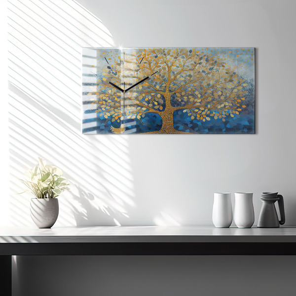 Ceas orizontale de perete din sticlă Copac abstract