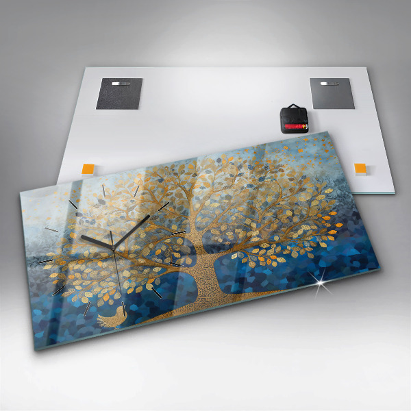 Ceas orizontale de perete din sticlă Copac abstract