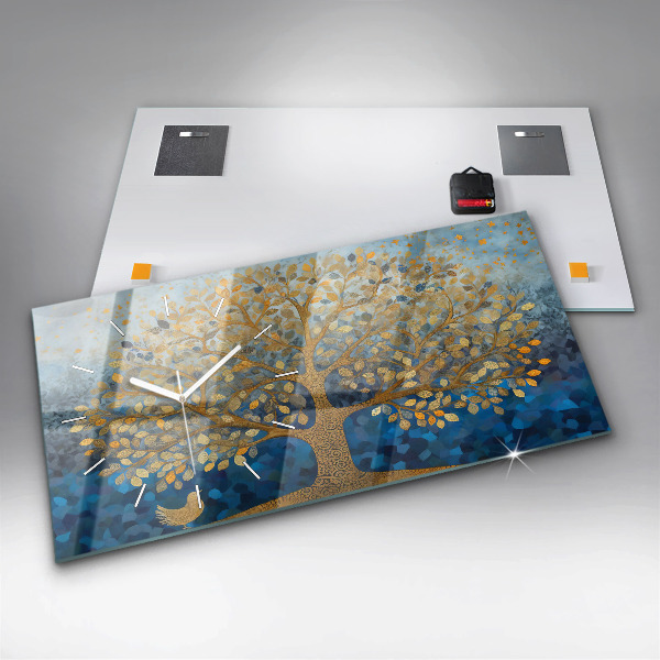 Ceas orizontale de perete din sticlă Copac abstract