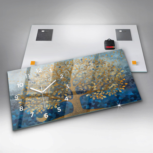 Ceas orizontale de perete din sticlă Copac abstract