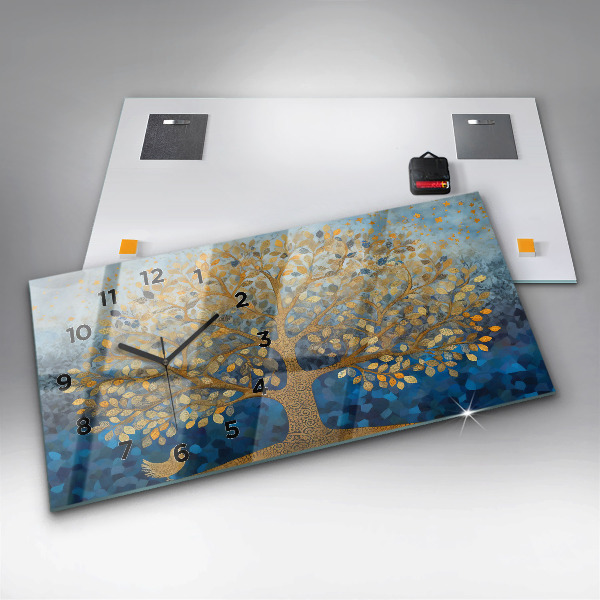 Ceas orizontale de perete din sticlă Copac abstract