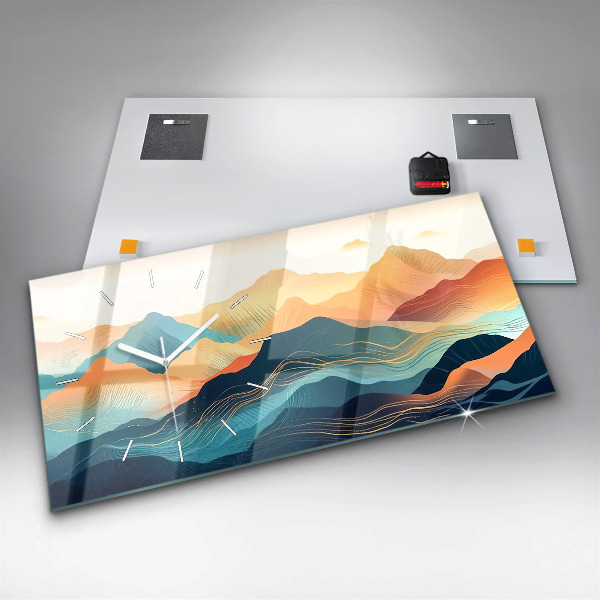 Ceas orizontale de perete din sticlă Peisaj montan