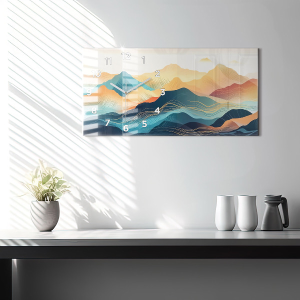 Ceas orizontale de perete din sticlă Peisaj montan