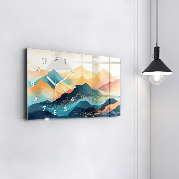 Ceas orizontale de perete din sticlă Peisaj montan