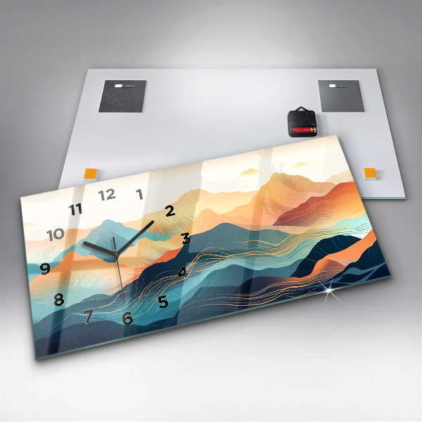 Ceas orizontale de perete din sticlă Peisaj montan