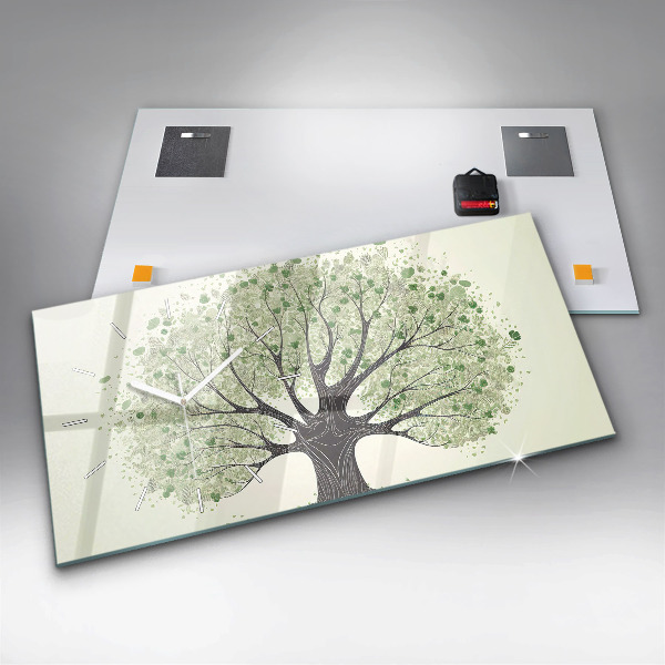 Ceas orizontale de perete din sticlă Mare copac natural