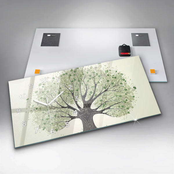 Ceas orizontale de perete din sticlă Mare copac natural