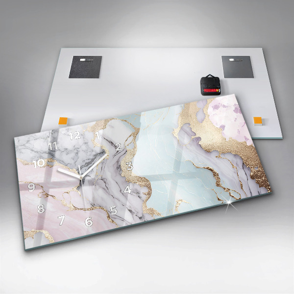 Ceas orizontale de perete din sticlă Marmură