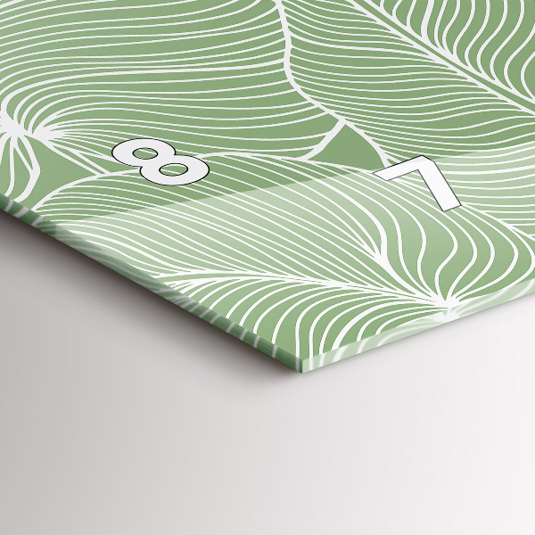 Ceas orizontale de perete din sticlă Modelul frunzelor naturii