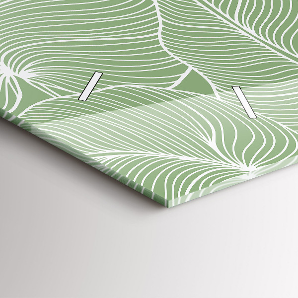 Ceas orizontale de perete din sticlă Modelul frunzelor naturii