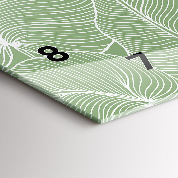 Ceas orizontale de perete din sticlă Modelul frunzelor naturii