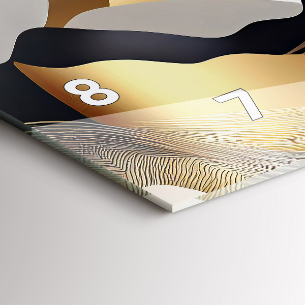 Ceas orizontale de perete din sticlă Munți de aur abstracti