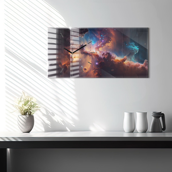Ceas orizontale de perete din sticlă Lumea cosmică a stelelor