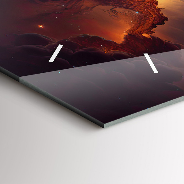 Ceas orizontale de perete din sticlă Lumea cosmică a stelelor