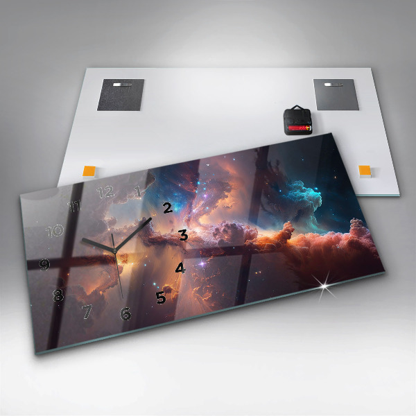 Ceas orizontale de perete din sticlă Lumea cosmică a stelelor
