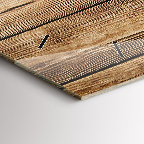 Ceas orizontale de perete din sticlă Scânduri de lemn