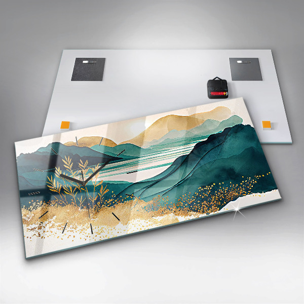 Ceas orizontale de perete din sticlă Peisaj montan