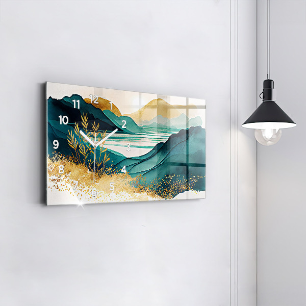 Ceas orizontale de perete din sticlă Peisaj montan