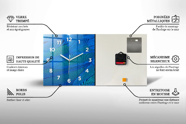 Ceas orizontale de perete din sticlă Model decorativ