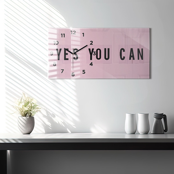 Ceas orizontale de perete din sticlă Da, poți