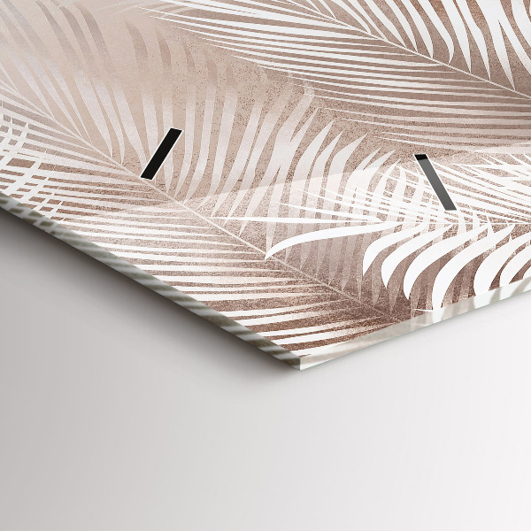 Ceas orizontale de perete din sticlă Frunze tropicale