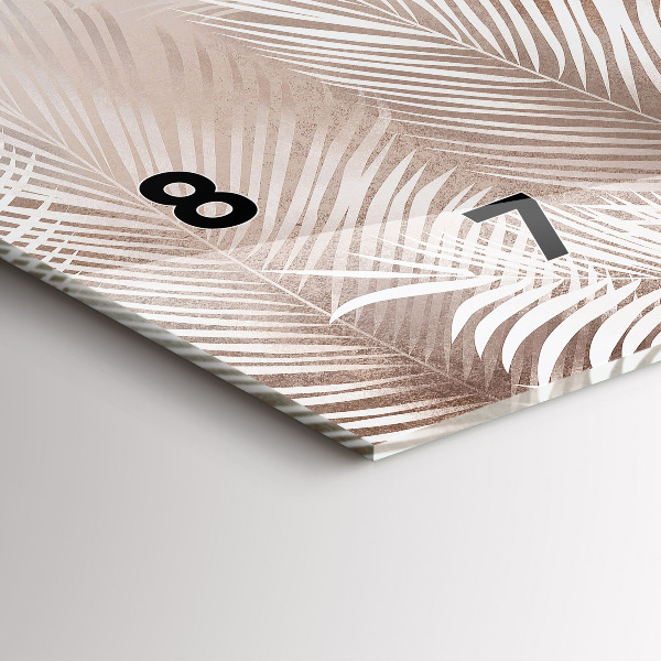 Ceas orizontale de perete din sticlă Frunze tropicale