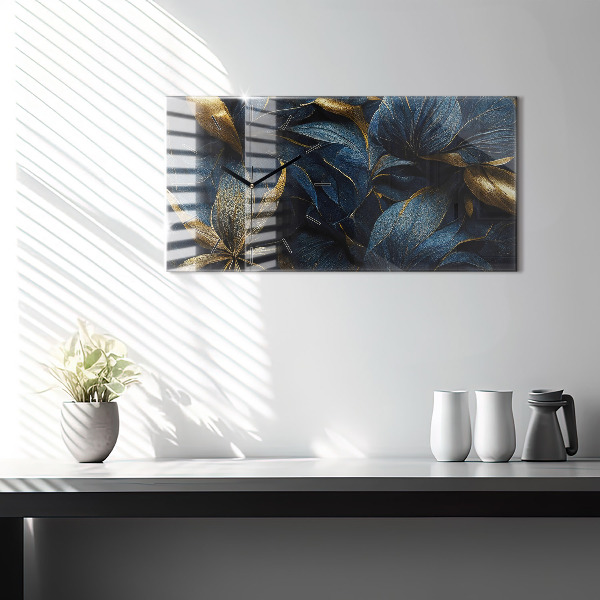 Ceas orizontale de perete din sticlă Flori decorative