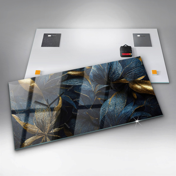 Ceas orizontale de perete din sticlă Flori decorative
