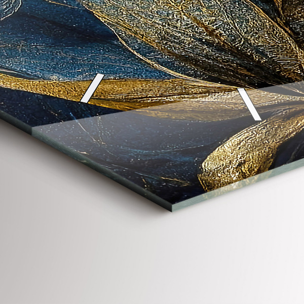 Ceas orizontale de perete din sticlă Flori decorative