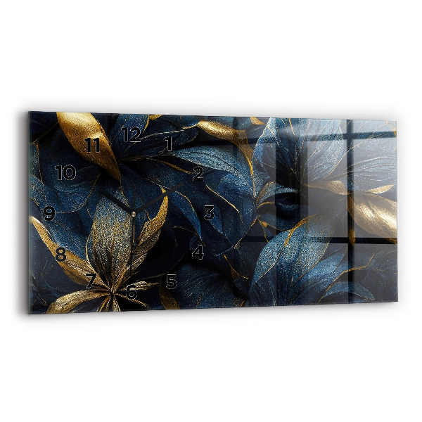 Ceas orizontale de perete din sticlă Flori decorative