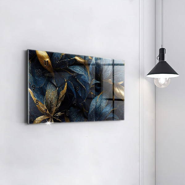 Ceas orizontale de perete din sticlă Flori decorative