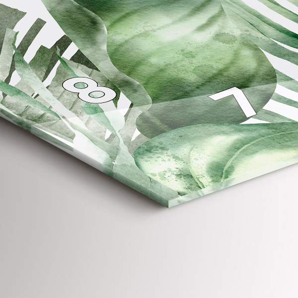 Ceas orizontale de perete din sticlă Plantați frunze