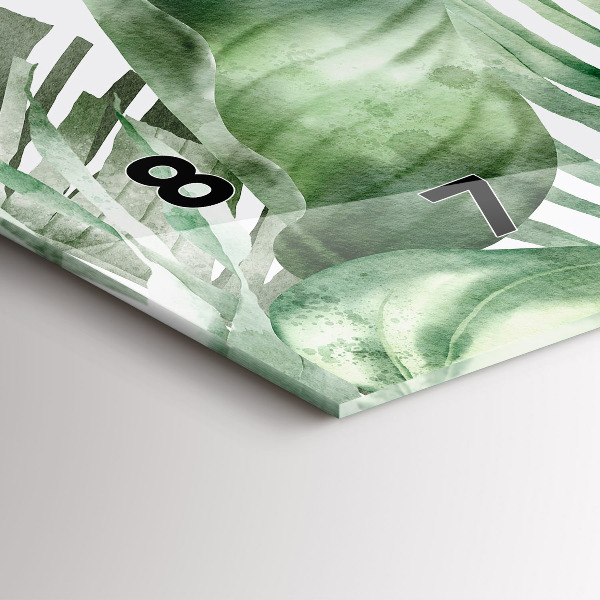 Ceas orizontale de perete din sticlă Plantați frunze