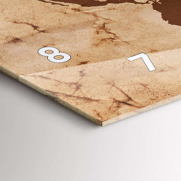 Ceas orizontale de perete din sticlă Harta lumii vintage