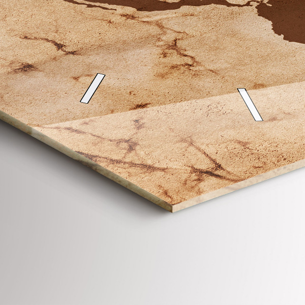 Ceas orizontale de perete din sticlă Harta lumii vintage